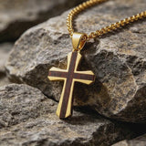 Christian Cross Necklace – Solid Rosewood & Titanium Steel Faith Pendant