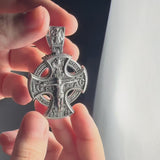 Michael Archangel and Crucifixion Front and Back Engraved 925K Sterling Silver Pendant Necklace