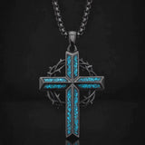 By His Wounds Turquoise Crown of Thorns Cross