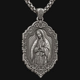 S925 Sterling Silver Our Lady of Guadalupe Prayer Pendant Necklace – Catholic Virgin Mary Medal