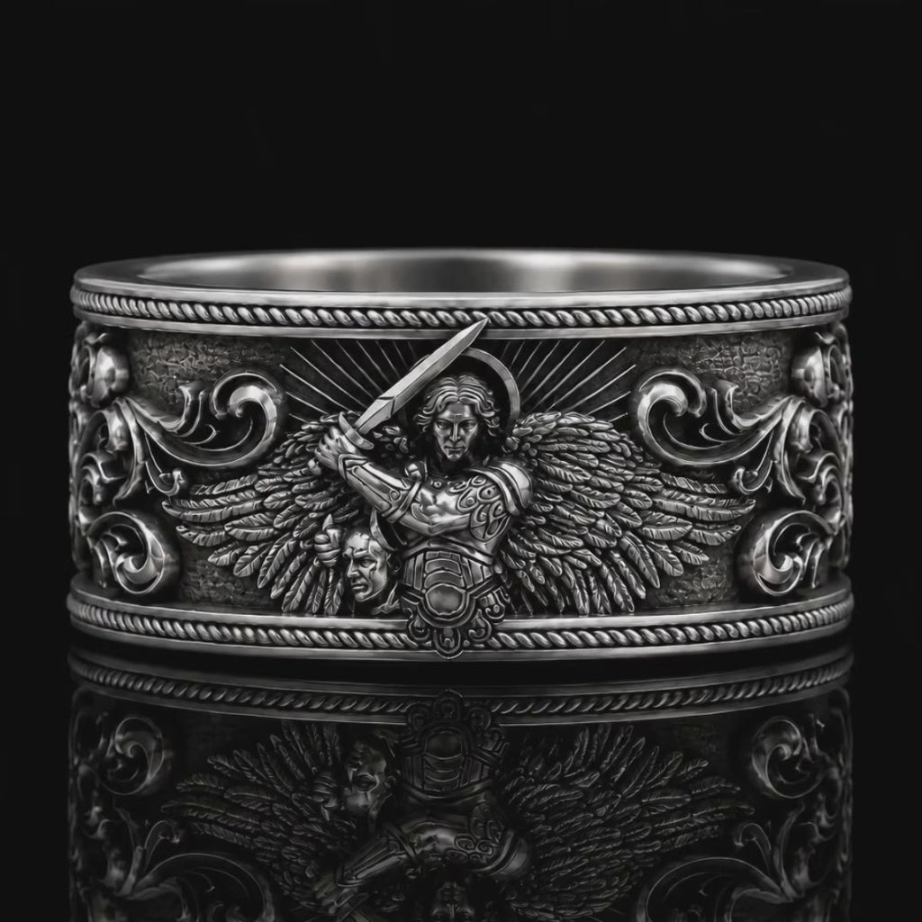 Archangel Michael S925 Sterling Silver Ring – Guardian of Faith & Courage - product video preview 1
