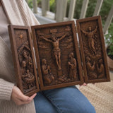The Life of Christ Hand-Carved Beechwood Triptych – From Nativity to Resurrection Glory - product video preview 7