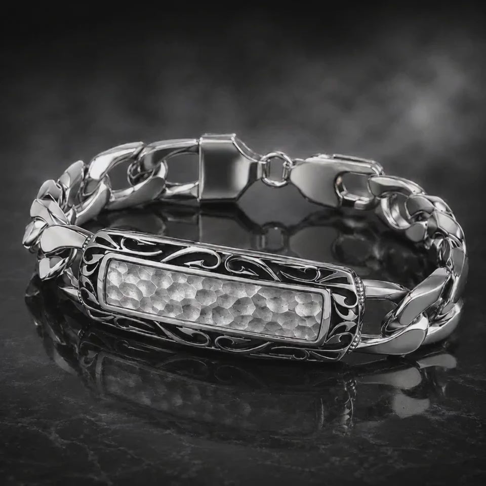 Hand-Hammered Textured Curb Chain Bracelet - product video preview 2