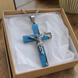 Stainless Steel Cross Pendant with Scripture – Comes with a 24-inch chain