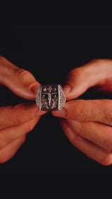S925K Silver Handcrafted Jesus Crucifixion Scene Ring