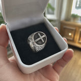 Vintage Cross Signet Ring, Religious Faith Men’s Ring