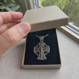 Double-Sided Silver Crucifix and St. Michael Pendant