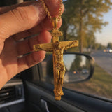 S925K Sandblasted Silver Jesus Crucifix Pendant