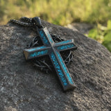 ‘By His Wounds’ Turquoise Crown of Thorns Cross — Comes with a 24-inch chain
