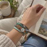 Multi-Layered Hand-Woven Natural Crystal Stone Leather Tree of Life Guardian Bracelet