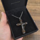 Hand-Wrapped Antique Copper Cross Necklace – Christian Faith Pendant