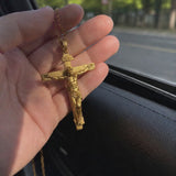 S925K Sandblasted Silver Jesus Crucifix Pendant