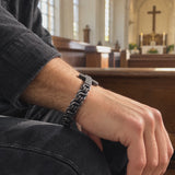 Men’s Vintage Hammered Cross Byzantine Chain Bracelet