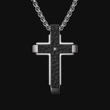 Hammered Two-Tone Stainless Steel Cross Necklace – Strength, Faith & Rugged Elegance