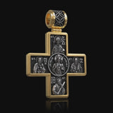 Double-Sided S925K Sterling Silver Sacred Heart and Saint Cross Pendant—Your Daily Spiritual Companion