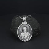 Pure Tin Jesus Christ with Sacred Heart Necklace