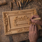 Hand-Carved Boxwood Last Supper Wall Art – Jesus & 12 Apostles Christian Relief Sculpture