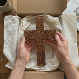 Handcrafted Beechwood Plaited Wall Cross – Natural Wood Finish