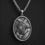 S925 Jesus Carrying the Cross Sacred Heart Pendant Necklace
