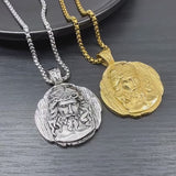 Crown of Thorns Jesus Double‑Sided Medallion Necklace, Stainless Steel Sacred Heart Pendant for Men Product Parameters