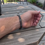 Men’s Vintage Hammered Cross Byzantine Chain Bracelet