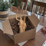 “He Is Risen” — Hand-Carved Boxwood Jesus Resurrection Statue | Symbol of Hope, Faith & New Life