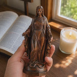 Hand Carved Sacred Heart of Jesus Virgin Mary Wooden Tabletop Ornament