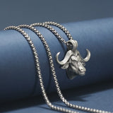 Pure Tin 3D Buffalo Head Necklace