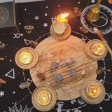 Pentagram Wooden Disc Candle Holder DIY Tarot Decoration Crystal Accessories