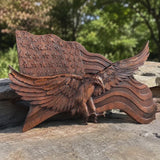 Eagle & Flag Wood Wall Plaque - Handcrafted American Heritage Tribute