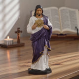 Handcrafted and Hand-Painted Beechwood Desktop Ornament: Sacred Heart of Jesus