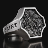Saint Michael Archangel Protection Ring – S925K Sterling Silver Christian Faith Ring