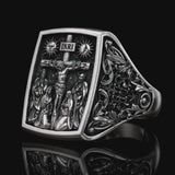 S925K Silver Handcrafted Jesus Crucifixion Scene Ring