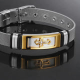 Men’s Christian Cross Mesh Bracelet – Stainless Steel Faith Wristband in Gold or Black - product video preview 1