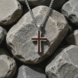 Christian Cross Necklace – Solid Rosewood & Titanium Steel Faith Pendant