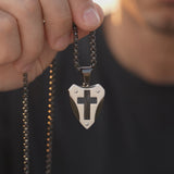 Titanium Steel Shield of Faith Cross Pendant | Protective Christian Jewelry