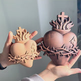 Holy Family Three Sacred Hearts Wooden Wall Decoration