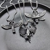 Vintage Archangel Stainless Steel Necklace, 3D Embossed Angel Pendant Box Chain for Men