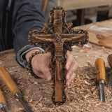Hand-Carved White Ash Wood Cross - Sacred Christian Home Altar Decor for Christmas & Spiritual Gifting