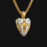 Titanium Steel Shield of Faith Cross Pendant | Protective Christian Jewelry