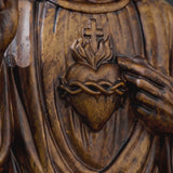 Hand-Carved Cypress Wood Sacred Heart of Jesus Statue – Christian Prayer & Home Devotional Decor
