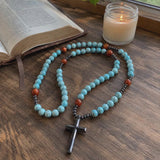 African Pine Tiger Eye Rosary Necklace