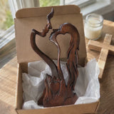 Hand-Carved Christian Love Sculpture – Wooden Couple Statue for Wedding & Anniversary Gift