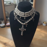 Multi-Layer Cross Pearl Necklace – Christian Faith Jewelry for Women