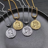 Jesus Thorn Crown Coin Necklace, 316L Titanium Steel Men Pendant