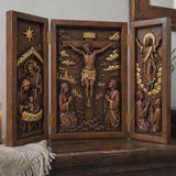 The Life of Christ Hand-Carved Beechwood Triptych – From Nativity to Resurrection Glory - product video preview 8
