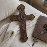 Lamb of God Wood Carving Cross Wall Decor - Paschal lamb