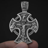Double-sided S925k silver pendant depicting the Passion of Christ and St. George slaying the dragon.