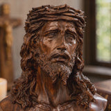Boxwood Jesus Crown with Thorns Half-Length Desktop Ornament