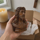 Boxwood Jesus Crown with Thorns Half-Length Desktop Ornament